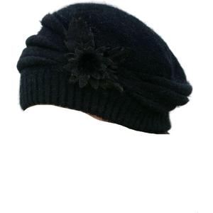 Women Color Female Cap Soft Hat Knitting Artist Cap Beanies Berets (One Size, Black)