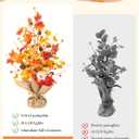 BLOSMON Thanksgiving Centerpieces for Dinner Table: 19.7 Inch Fall Indoor Home Decor Faux Tree with Timer 30 LED Lights - Artificial Pumpkin Berry Maple Leaf Pine Cone Trees Autumn Decoration (Orange & Red)