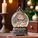 Snow Globe Lights, Santa Sleigh Car Flying Scene, Musical Flashing Water Lights, USB and Battery Powered Christmas Decoration Gifts