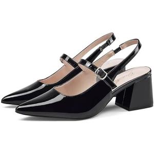 GENSHUO Women’s Slingback Chunky Heels 2.36 Inch Closed Pointed Toe Mary Jane Pumps Low Block Heels for Women Classic Comfort Party Daily Office Shoes 
Size 8.5