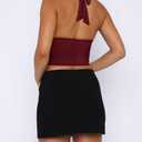 UNCOOYEE Women Sexy Lace Halter Neck Tank Top Sleeveless Backless Y2k Trendy Going Out Corset Crop Tops (Red, M)
