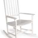 JONATHAN Y RCK300C Seagrove Farmhouse Classic Slat-Back 350-LBS Support Acacia Wood Outdoor Rocking Chair Traditional, Coastal, Cottage, Vintage, Shabby Chic, White