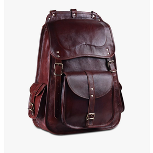 Handmade World Vintage Full Grain 21 Inch Leather Laptop LARGE Backpack Casual Bookbag Daypack Travel Rucksack (Brown)