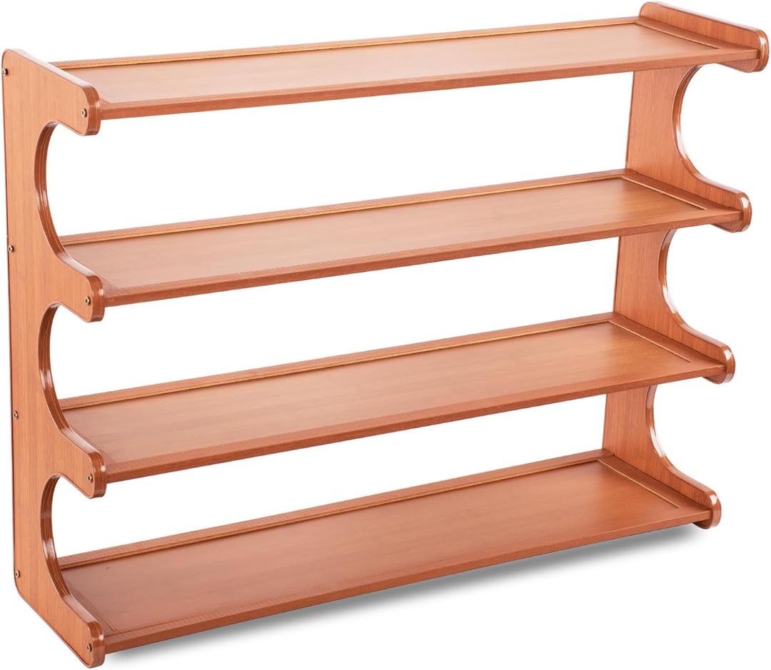 Shoe Rack,Small 4 Tier Shoe Organizer Storage Shelf,Bamboo Narrow Shoe Closet,Small Space Shoe Rack,for Entryway Closet 26.777.4819.3inch, 4 Tier-26.77" Wide