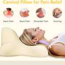 Reading Pillow for Lying, Leaning and Prone, Contour Memory Foam Pillow, Ergonomic Cervical Pillow for Neck and Shoulder Pain Relief, Bed Pillow Beige