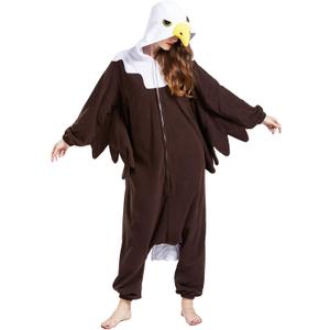 SAMGU Adult Onesie Animal Halloween Cosplay Costume One Piece Pajamas for Women and Men (Large, Black-bald Eagle)