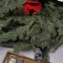 AMORISE Christmas Wreath with Lights, 26 in Norfolk Pine Wreath for Front Door, Large Greenery Wreath with Red Bow, Bell, Real Touch Artificial Wreaths for Indoor Outdoor Holiday Decor, FF11