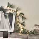 Hairui Lighted Christmas Pine Garland 6FT with Timer, Garland with Lights USB Powered and Battery Operated for Home Fireplace Table Christmas Decoration