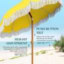 AreShark 7ft Patio Umbrella with Fringe, UPF50+ Beach Umbrella for Table, Pool & Garden, Portable Outdoor Tassels Umbrella w/Fiberglass Ribs&Push Bottom Tilt(Yellow)