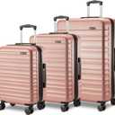 Amazon Basics 3-Piece Hardshell Suitcases Set (21", 26", 30"), Expandable For Up to 25% More Space, With Scratch-Resistant Finish, Four Multi-Directional Wheels, Rose Gold