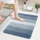 COSY HOMEER Bathroom Rugs 24"x17", Ultra Soft Absorbent Bath Mat with Non-Slip TPR Backing, Machine Washable Shaggy Rug for Bathroom Floor, Blue