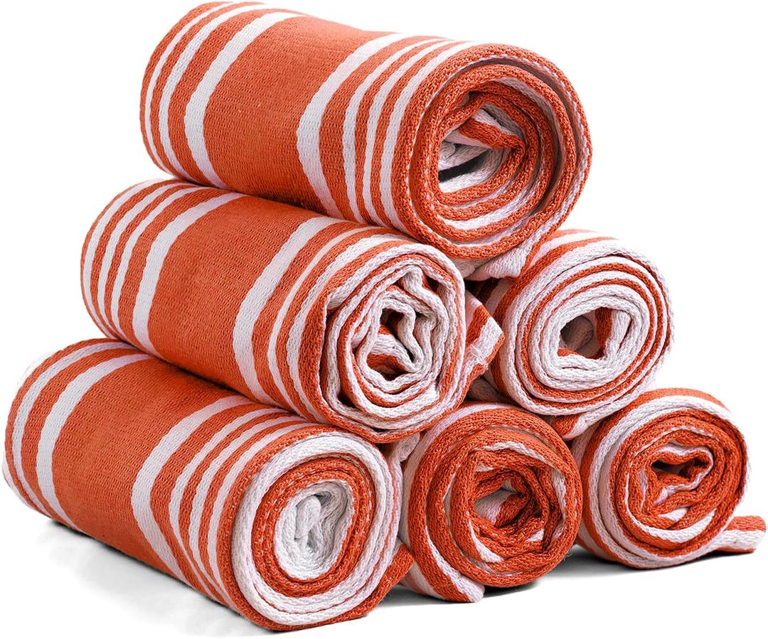 Ashton Sheets American Stripe Kitchen Towels 100% Cotton Pack of 6, Highly Absorbent Quick Drying, Soft Dish Towels 20x30 Inch for Kitchen with Hanging Loop, Hand & Tea Towel - Orange & White Striped Ashton Sheets American Stripe Kitchen Towels 100% Cotton Pack of 6, Highly Absorbent Quick Drying, Soft Dish Towels 20x30 Inch for Kitchen with Hanging Loop, Hand & Tea Towel - Orange & White Striped