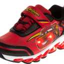 Disney Pixar Cars Boys Black/Red Lighted Sneaker (7 Toddler) (Red)