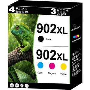 902XL Ink Cartridges Replacement for HP 902 XL Ink Cartridges Combo Pack Work for 6962 6968 6963 6964 6978 6956 6961 6970 6960 6954 6951 6958 6950 6975 Printers with V22.5.1 Chips 4-Pack C/M/Y/K
