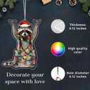 2 x Raccoon Christmas Ornament, Double-Sided Print, Racoon Ornament, Animal Ornaments, Funny Christmas Ornaments, Funny Raccoon Gifts for Women, Racoon Gift, for Grandkids, Family, Friends