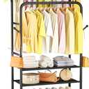 Furologee Clothes Racks for Hanging Clothes, Portable Rolling Garment Rack, Sturdy Metal Freestanding Cloths Rackswith Wheels, Double Rods Wardrobe Racks for Bedroom Laundry Living Room (3-Tier Shelf)
