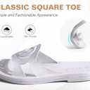 ONCAI Slides for Womens,Flat Dressy Square Toe Summer Beach Sandals for Woman with Comfortable Non-slip Rubber Soles Size 6-11 (10, Fashion White)