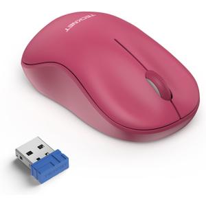 TECKNET Wireless Mouse for Laptop, 2.4G Silent Computer Mouse Quiet Click with 5 DPI Levels,Contoured Grip,Small Portable 30 Months Battery Cordless Mice for PC, Chromebook, Mac - Dark Red