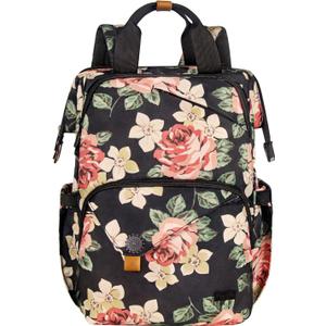 Hap Tim Carry on Backpack for Travel, Womens Laptop Backpack, Travel Backpack for Women, Work bag, Nurse Backpack, Nurses Week Gifts for Women7651-BF (Black Flora)