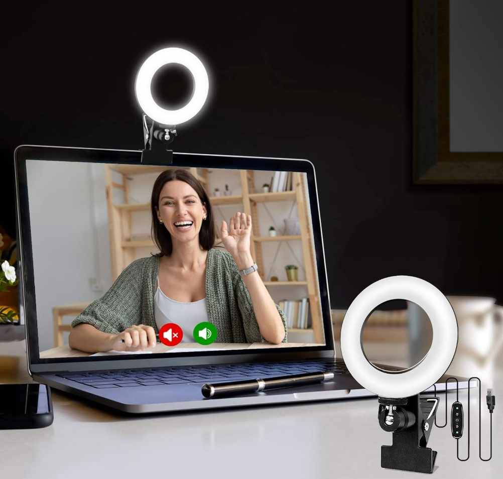 Video Conference Lighting Kit, Ring Light for Monitor Clip On,for Remote Working, Distance Learning,Zoom Call, Self Broadcasting and Live Streaming, Computer Laptop Video Conferencing