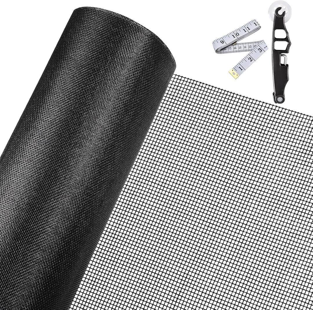 Fiberglass Window Screen Mesh Kit, 48"x130" Durable Mesh Window Screen for Patio Porch Door Windows, DIY Adjustable Screen Mesh Repair Kit (Pack of 2)