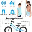 bicystar Kids Balance Bike with Real Rubber Air Tires - 16 Inch Big Kid Bicycle Ages 5-8, Adjustable Seat & Handlebars, Lightweight No Pedal Training Bike (Blue)