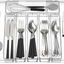 Kitsure Silverware Organizer - 8 Slots Expandable Drawer Organizer for Utensils & Cutlery, Multipurpose Kitchen Organizers and Storage Solution, Clear, 21.3" x 14.5" x 1.8"