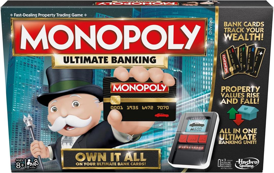 Hasbro Gaming Monopoly Ultimate Banking Edition Board Game for Families and Kids Ages 8 and Up, Electronic Banking Unit, Original version