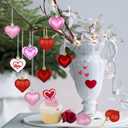 Valentine's Day Decor Heart Ornaments 36 Pcs Heart Shaped Baubles Red Pink White Hanging Decorations for Valentine's Day Christmas Wedding Anniversary