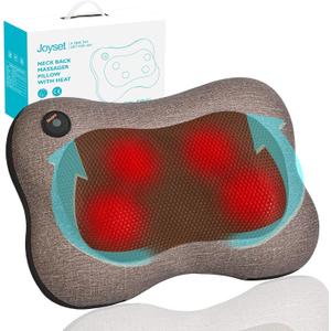 Joyset Shiatsu Neck and Back Massager with Heat Massage Pillow for Shoulder,Legs,Foot,Body Muscle Pain Relief Lower Back Massager with Cloth Cover Easy to Clean Suitable for Home Gift