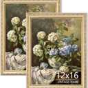 12x16 Vintage Picture Frames Set of 2, Ornate Champagne Silver Photo Frame with Warm Light Gold Tone, Antique Frame for Wall and Tabletop Decor, Retro Home Decoration & Gift, 2 Pack