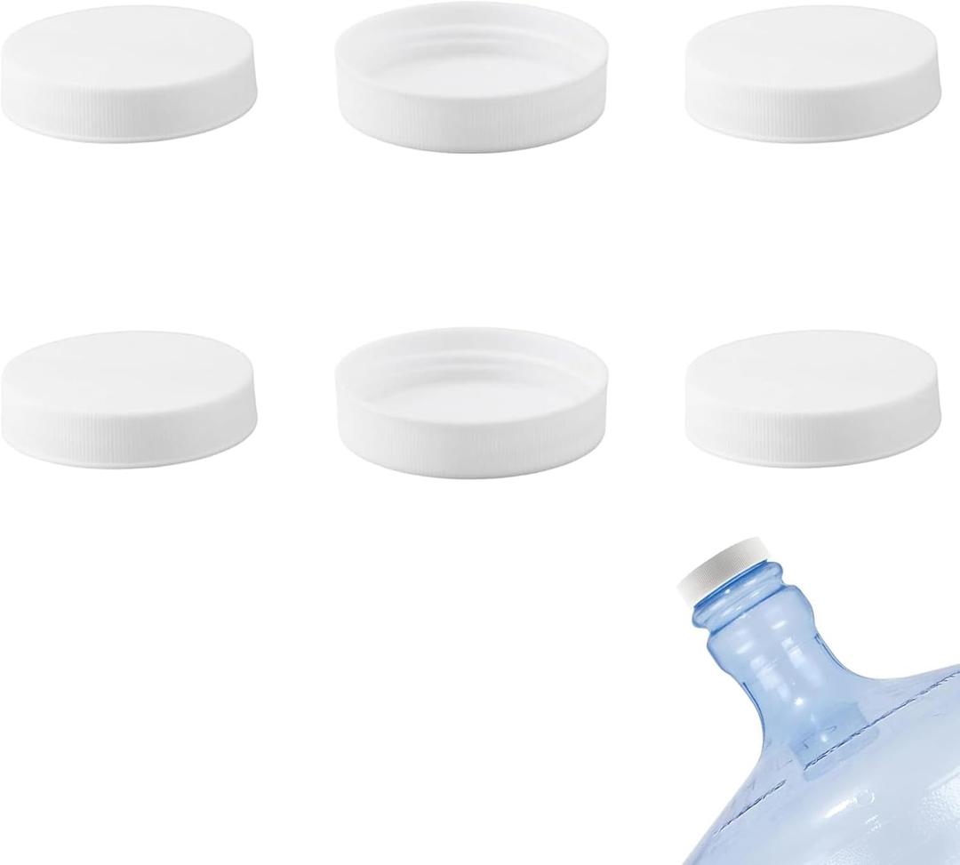Threaded/Screw-On Caps for 3 and 5 Gallon Water Bottle Jugs (6 pk) (53mm, White)