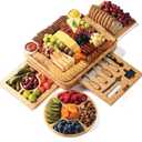 Bamboo Charcuterie Boards Gift Set - Simple Meat and Cheese Board Set with Charcuterie Board Accessories, Valentines Day Gifts for Her, Unique House Warming Gifts New Home - Home it