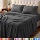 Utopia Bedding Queen Sheet Set - Jersey Knit Sheets 4 Piece – Cotton – Soft T-Shirt Stretchy Sheets (Dark Grey)