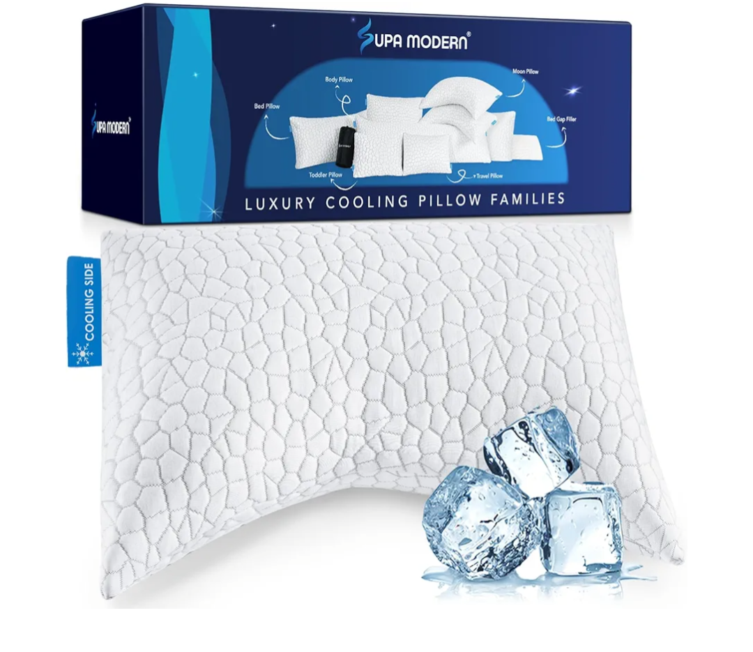 Side Sleeper Pillow for Neck and Shoulder Pain Relief, Cervical Neck Support Pillow for Side Sleepers, Cooling Shredded Memory Foam Pillows for Hot Back Sleepers, Adjustable Curved Queen Bed Pillows