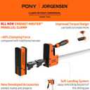 JORGENSEN 50-Inch Parallel Bar Clamp, Heavy-Duty Cabinet Master Clamp for Woodworking Glue-Up, 2200 lbs Force, Quick Release, Spreader Function, 2-Pack