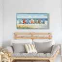 Framed Coastal Wooden Wall Art: Beach Chair Painting Ocean Seascape for Living Room Seaside Home Decor, 40"L x 20"W