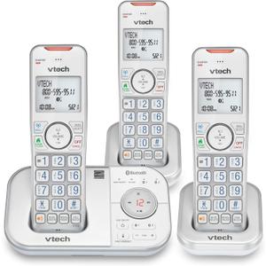 VTech VS112-37 DECT 6.0 Bluetooth 3 Handset Cordless Phone for Home with Answering Machine, Call Blocking, Caller ID, Intercom and Connect to Cell (Silver & White)