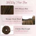 RUWISS Human Hair Bun Hair Piece Long Thin Straight Tousled Updo Bun Hair Pieces for Women Scrunchie Ponytail Extension 25g (Golden Chestnut Mixed Light Golden Blonde)