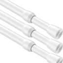 MEXAU 3Pcs Tension Curtain Rod, white Tension Rod 26-39 inch, Spring Tension Curtain Rod No Drilling, Spring Tension Window Rod Small Tension Rod for Kitchen, Bathroom, Window, Closet