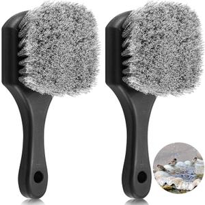 CroBlissful 2 Pcs Bird Bath Cleaning Brush Hard Bristle Stiff Bristle Brush with Plastic Handle Utility Scrub for Bird Feeder Bath Accessories Fountain Outdoor Cleaning(Gray)