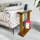 Skinny Side Table 7 inch Wide for Small Apartment Between Chairs, Very Narrow Table for Recliner, Couch, Armchair, Thin Slim End Table for Living Room, Bedroom, Drinks (Chestnut)