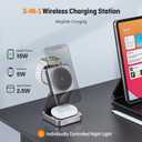 【2026 Upgraded】Wireless Charger 3 in 1, Foldable Wireless Charging Station with Night Light for Apple MagSafe Charger, Travel Magnetic Charger Stand, Nightstand Fast 15W Charging Station (20W Adapter)