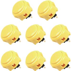 SANWA 8 pcs OBSF-30 Original Push Button 30mm - for Arcade Jamma Video Game & Arcade Joystick Games Console (Yellow) S@NWA