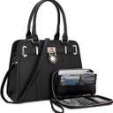 Handbags Sets For Women Shoulder Bags Top Handle Work Satchel Tote Purses Set With Matching Wallet 2Pcs, Black