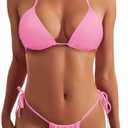 Sucrefas Women Two Piece Thong Bikini Set Sexy Halter Triangle Swimsuit String Brazilian Bathing Suits S