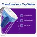 PUR 7-Cup Water Filter Pitcher, Cleaner, Great-Tasting Water, Dishwasher Safe, Powerful, Faster Filtration, LockFit Cap Design - White