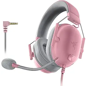 Razer BlackShark V2 X Gaming Headset: 7.1 Surround Sound  50mm Drivers  Memory Foam Cushions  for PC, PS4, PS5, Switch  3.5mm Audio Jack  Quartz Pink