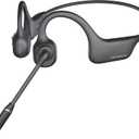 MONODEAL Bone Conduction Headphones with Mic, Bluetooth 5.3 Open Ear Headphones with Noise-Canceling Boom Microphone, Wireless Headset Earphones for Work, Driving, Home Office Commercial