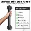Metal Industrial Stairs Grab Wall Handrail Staircase Steps Indoor Exterior Outdoor Deck Hand Rail Safety Grab Bar Handle for Stairs Bars Wall Elderly Grab Frame Pipe (24 Inch 2 Pack)